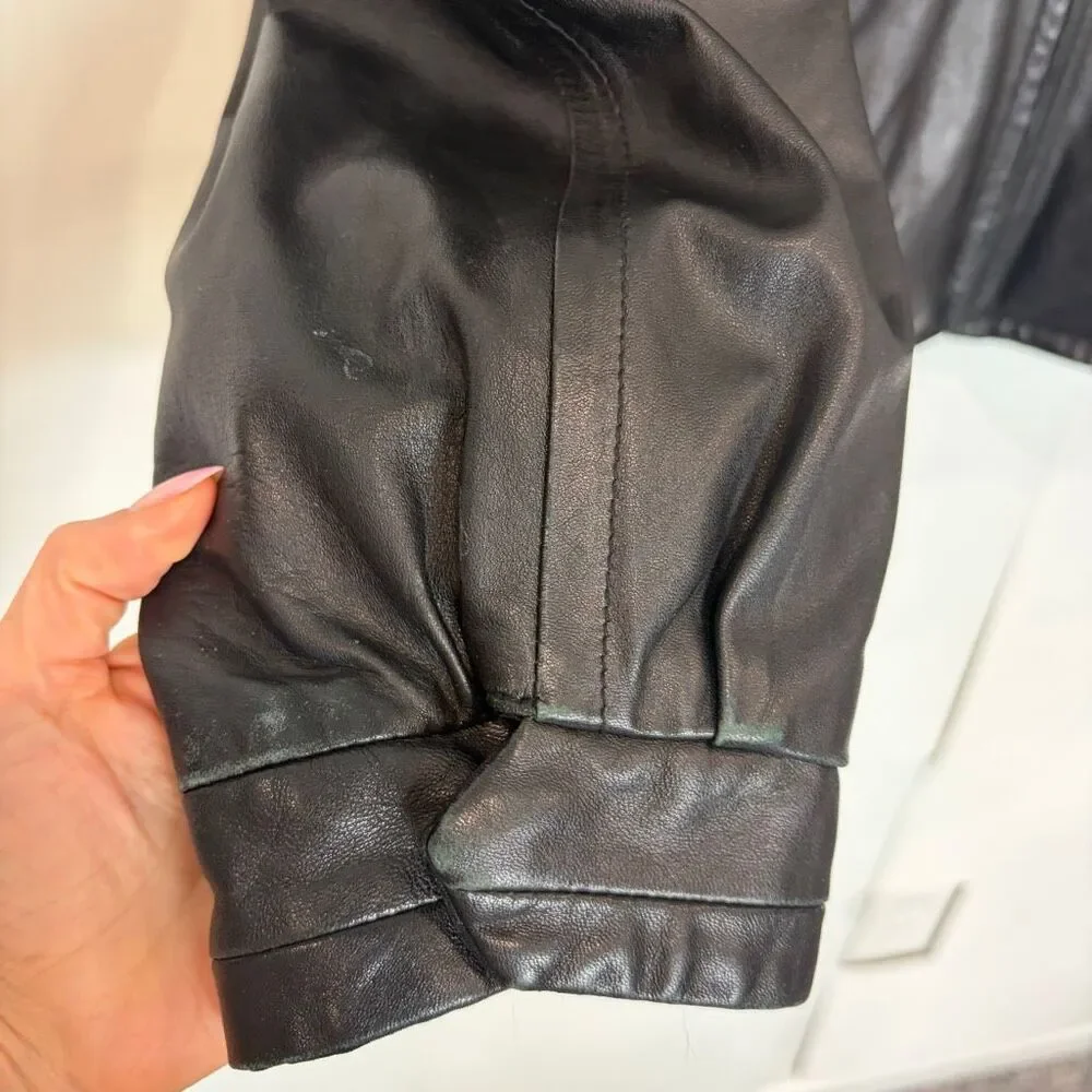 Robert Comstock Leather Jacket Mens 42 Black Reversible Endurance Lined Zip Up